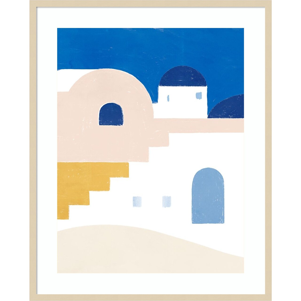 Simple Santorini I by Victoria Barnes Wood Framed Wall Art Print 33 in. W x 41 in. H